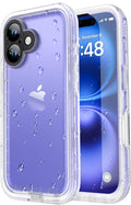SPORTLINK for iPhone 16 Waterproof Case - Shockproof Dustproof Case with Built-in Clear Screen Protector, Full Body Heavy Duty Sealed Protective Cover for i Phone 16 6.1" Frosted Clear