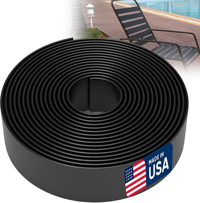 2 Inch Wide, 20ft Long Vinyl Strap - Replacement Straps for Patio Chairs - Vinyl Strapping for Patio Furniture Repair - Durable Seat Repair Kit for Lawn Chairs, Outdoor Furniture (Black)
