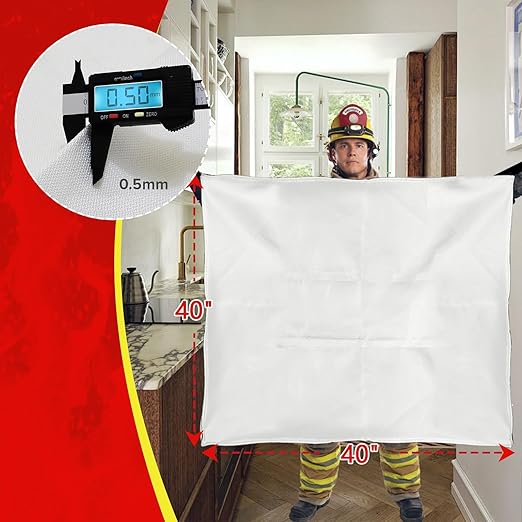 Fire Blanket - Thick Fire Blanket Fire Suppression Blanket - Fire Blankets Emergency for People - Fire Safety Blanket with Emergency Whistles - Fireblanket for Kitchen, Home