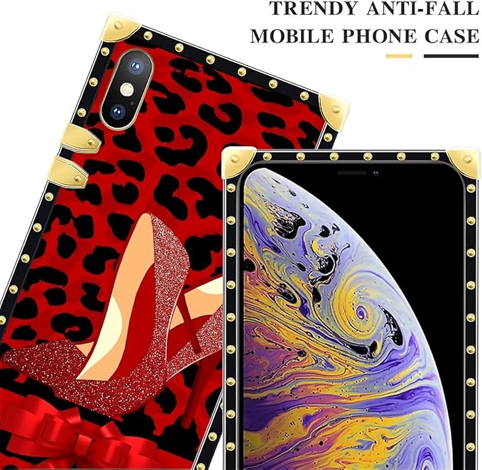 Compatible with iPhone XR Case, Elegant High Heels Luxury Golden Decoration for Girl Women Soft TPU Shockproof Protective Hard PC Back for iPhone XR