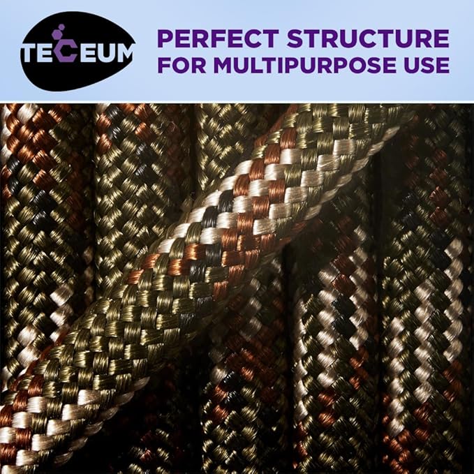 TECEUM Reflective Paracord Rope 1000 – 1000ft/200ft/100ft/50ft – 40+ Colors – Glow in The Dark – para Cord – Utility Rope for Survival, Hunting & Camping Gear – Nylon String, Camping Rope, Tent Cord