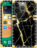 Compatible with iPhone 14 Pro Max Case, Black Gold Marble Nature Luxury Golden Decoration for Girl Women Soft TPU Shockproof Protective Hard PC Back for iPhone 14 Pro Max
