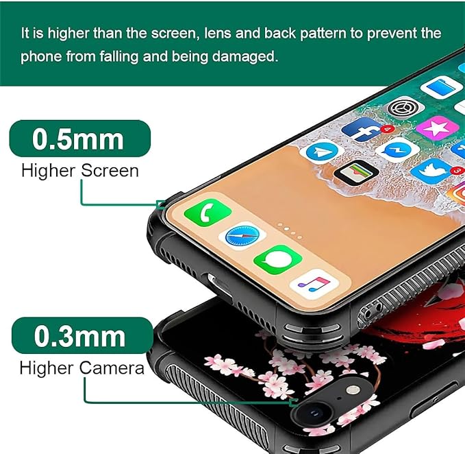for iPhone XR Case, Sakura Japanese Samurai Pattern Graphic Design Girl Boy Soft Silicone Hard Acrylic Shock Protection for iPhone XR