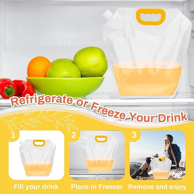 Collapsible Water Container 4-Pack, 1.3Gallon/5L Portable Water Storage Bag for Camping, Hiking, RV, Emergency - BPA-Free, Leakproof, Freezable