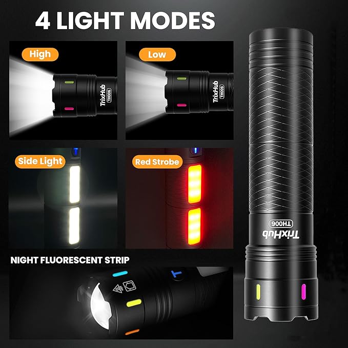 Rechargeable Flashlights 990,000 High Lumens, Super Bright Flash Light Long Range 5000ft, 4 Mode with Red LED Flashing Tactical Flashlight, High Powered Flashlight High Beam for Home Emergency Camping