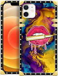 Compatible with iPhone 11 Case, Cool Corlorful Lip Marble Luxury Golden Decoration for Girl Women Soft TPU Shockproof Protective Hard PC Back for iPhone 11