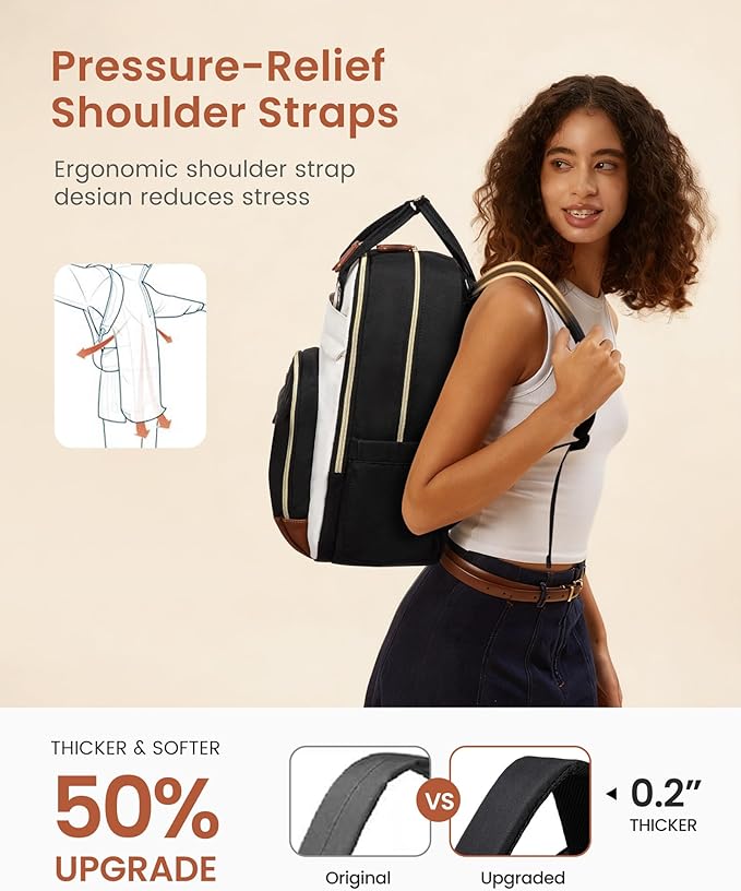 LOVEVOOK Backpack for Women,Laptop Backpack Women,Fits 17 Inch Laptop Bag,School Backpacks,Fashion Travel Work Anti-theft Bag,Waterproof Business Computer College Backpack Purse,Blue-green-Beige white