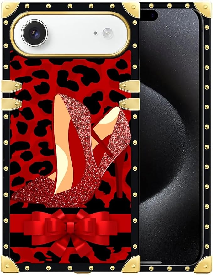 for iPhone 17 Air Case Luxury Golden Decoration for Girl Women Soft TPU Shockproof Protective Hard PC Back for iPhone 17 Air Crazy Pattern Elegant High Heels