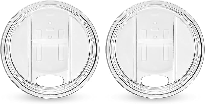Host Wine Freeze Replacement Lids for Tumblers - Set of 2, Sliding Tab Closure, Travel Cup Lid for Wine Freeze Cooling Cup, Clear