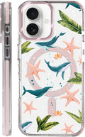 Case for iPhone 16 Plus,[Compatible with MagSafe],Sealife Whale Ocean Wildlife Clear Phone Case Design，for Women Girls Magnetic Clear Cover - Slim, Sleek, & Shockproof Protection