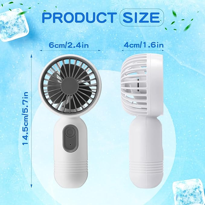 Rossesay 1 Pcs Mini Portable Fan Bulk Cute Handheld Lightweight Small Little Personal Hand Eyelash Fan 3 Speeds USB Rechargeable for Women Men Indoor Outdoor Makeup Travel (White)