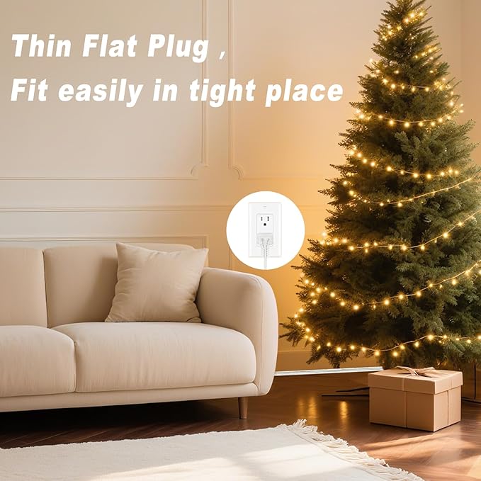 10 FT Clear Extension Cord,Indoor Thin 2 Prong Extension Cord with Flat Plug, Invisible Slim Extension Cable for Christmas Lights, Lamps & Holiday Lighting (18AWG, 10A/125V)