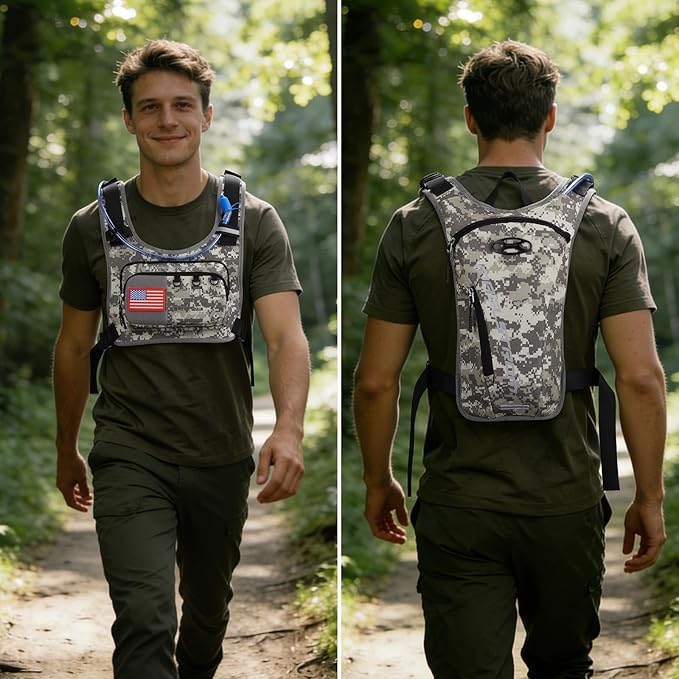 Maelstrom Running Vest, Detachable Hydration Backpack for Men Women with 2L Water Bladder & Chest Pack, Breathable Hiking Water Backpack for Cycling, Climbing, Marathon