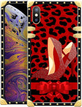Compatible with iPhone Xs Max Case, Elegant High Heels Luxury Golden Decoration for Girl Women Soft TPU Shockproof Protective Hard PC Back for iPhone Xs Max