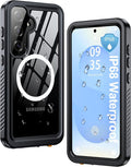 ANTSHARE IP68 Waterproof Case for Samsung Galaxy S25 Plus [2025] - MagSafe Compatible, Built-in Screen/Lens Protector - Shockproof Full Body Protection for Swimming/Outdoor, Black/Clear