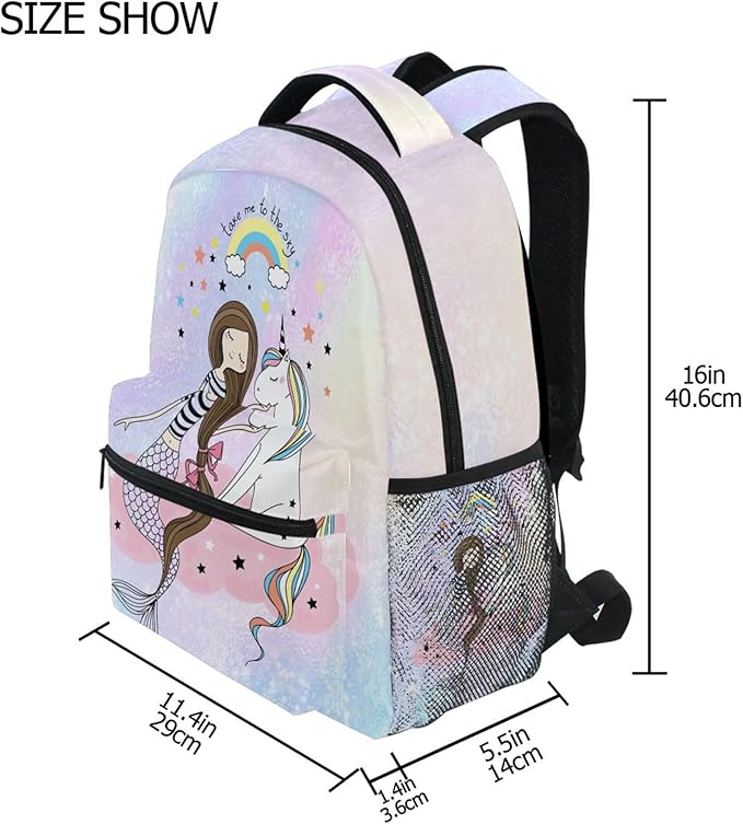 Wamika Mermaid Unicorn Kids Backpack Rainbow Horse School Backpacks Boys Girls Preschool Book Bag