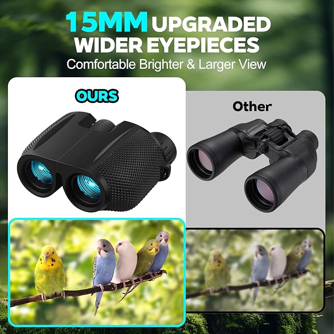 Realis 10x25 Compact Binoculars for Kids and Adults, Large View Small Binoculars for Bird Watching, Waterproof with Low Light Vision BAK4 Prism FMC Lens for Cruise Ship Travel Hunting