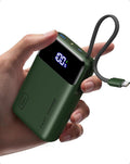 INIU 20000mAh Power Bank, Small Portable Charger, 45W PD Fast Charging Battery Pack with Build in USB-C Cable, Travel Phone Charger for iPhone 17 16 15 14 Air Samsung S25 S24 Google iPad Xiaomi, Green