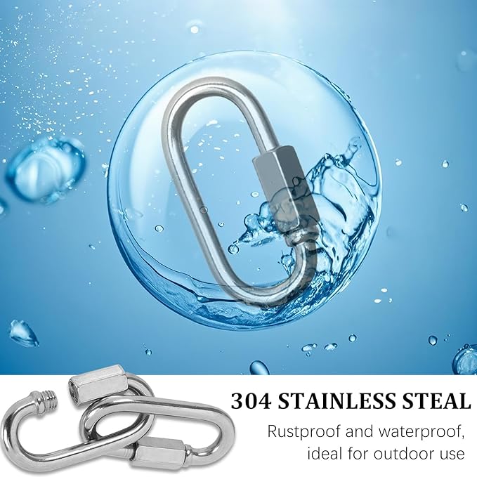 Locking Carabiner Clips, Stainless Steel Spring Snap Hook Locking Carabiner Heavy Duty - 304 Premium Stainless Steel Thumb Screw Carabiner Clip