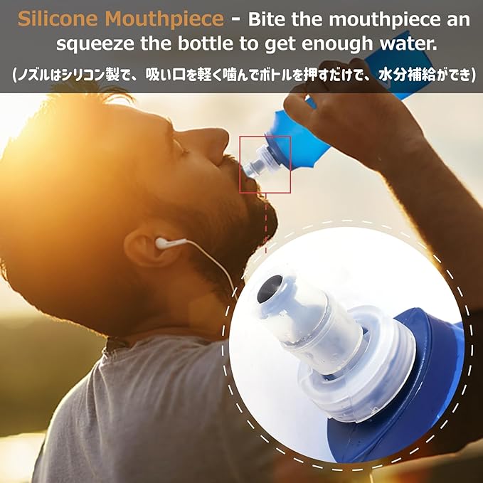 Azarxis TPU Soft Flask Collapsible Water Bottles BPA-Free 250ml 350ml 500ml 600ml for Hydration Vest Pack Running Hiking Cycling Climbing