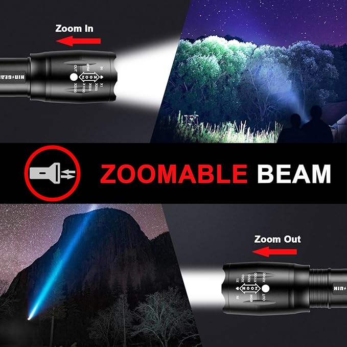 1 Mode Flashlights 10 Pack, Bright Zoomable LED Tactical Flashlight High Lumens, Water Resistant Portable Pocket Flash Light for Emergency, Camping Essentials, Gift - SL2000