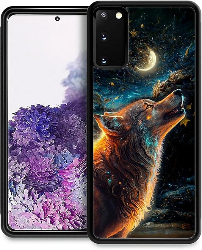 for Samsung Galaxy S20 Case, Star Cave Hungry Wolf Pattern Graphic Design Girl Boy Soft Silicone Hard Acrylic Shock Protection for Samsung Galaxy S20