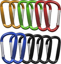 3" Aluminum Carabiner Clips, 12PCS D Ring Shape Keychain Carabiners Hook Buckle