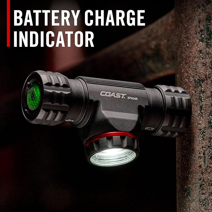 Coast® XPH34R 2700 Lumen USB-C Rechargeable-Dual Power LED Headlamp withPURE Beam® Twist Focus™ and Magnetic Base