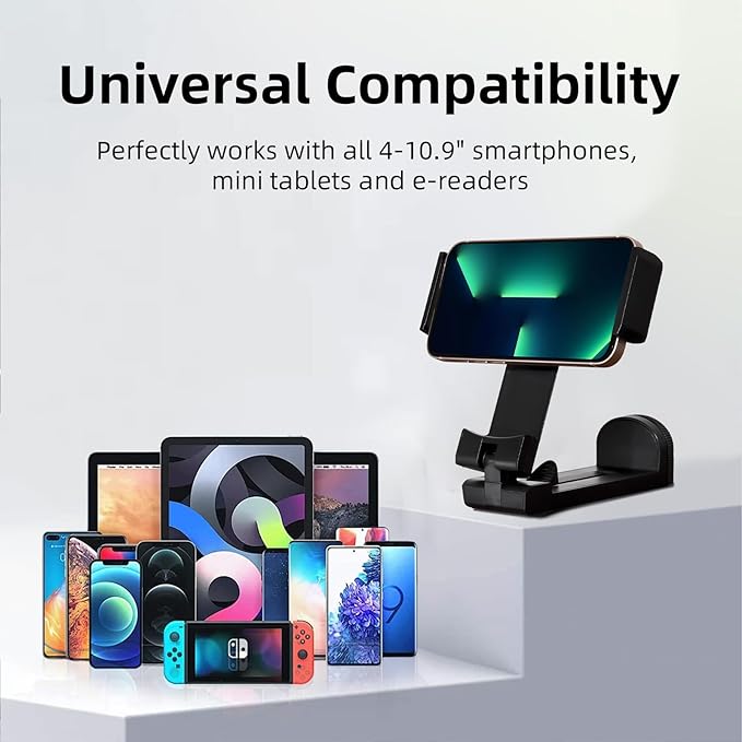 Universal Handfree Tablet Mount with 360 Degree Rotation, Compatible with 4-10" Smartphones & Tablets, Portable Travel Must Haves for Plane Tray Table, Home, Kitchen, Office, Outdoor