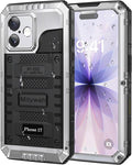 Mitywah Waterproof Case for iPhone 17, Rugged Metal Case with Built-in Screen Protector, Heavy Duty Full Body Shockproof Protective Cover 6.3 inch, Silver