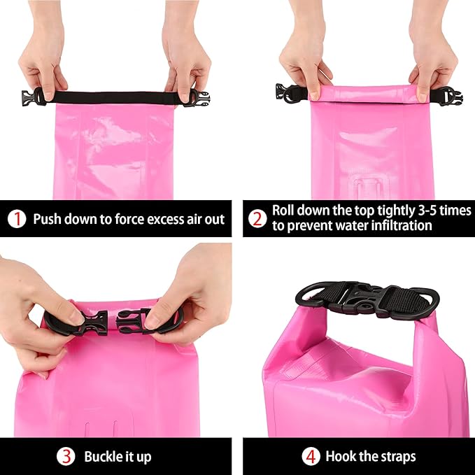 Boat First Aid Kit Waterproof, WELL-STRONG Marine Emergency Kit with Roll Top Dry Bag for Boating Fishing Kayaking – Water-Resistant Contents for Camping & Beach（Pink）