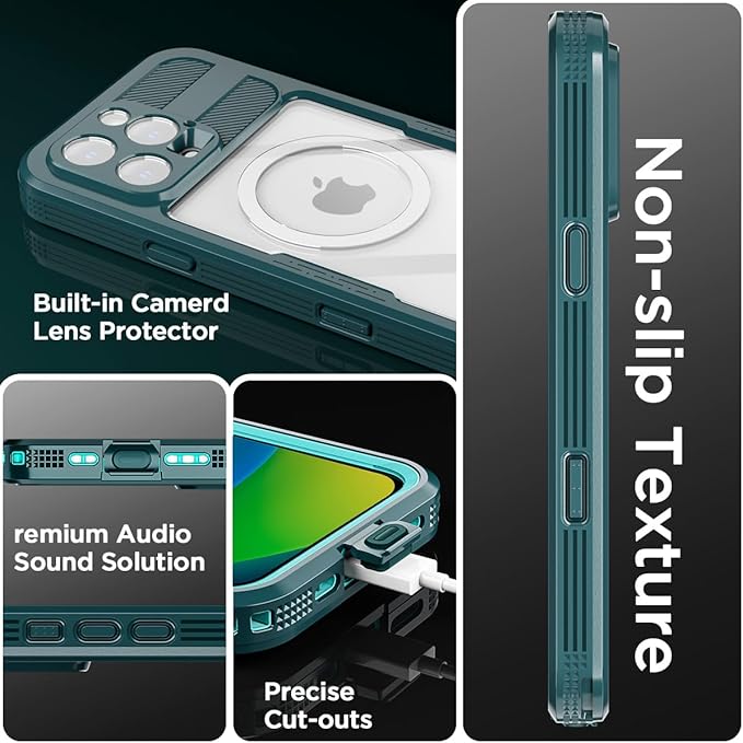 AICase Waterproof Case for iPhone 16 Pro(6.3") with MagSafe Support Snowproof,Dustproof/Shockproof,IP68 Certified 360 Full Body Protection Fully Sealed Underwater Cover for iPhone 16 Pro