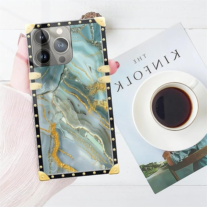 Compatible with iPhone 14 Pro Max Case, Golden Texture Marble Veining Luxury Golden Decoration for Girl Women Soft TPU Shockproof Protective Hard PC Back for iPhone 14 Pro Max