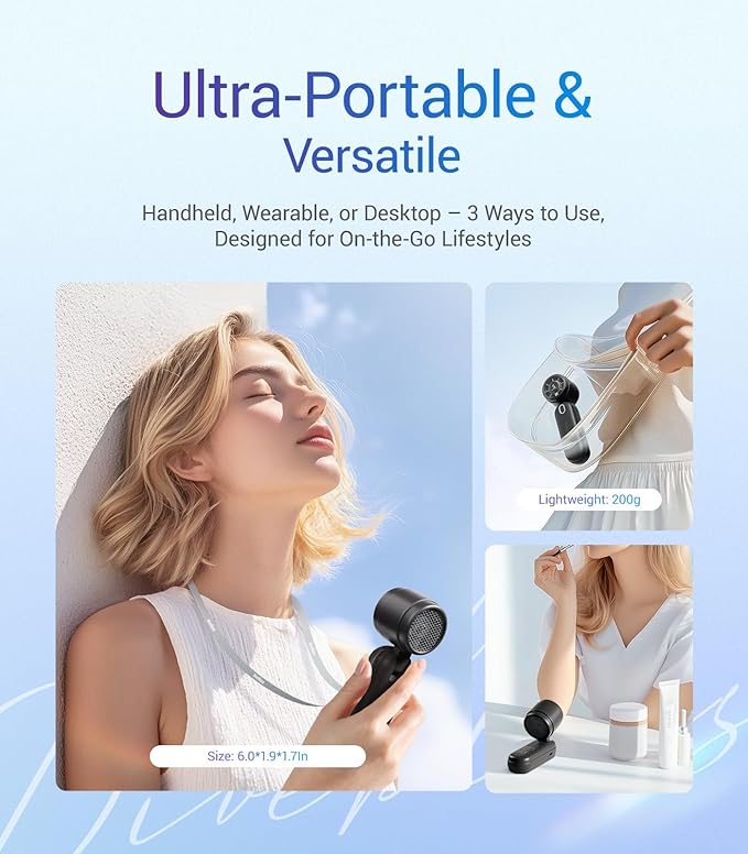 Diveblues Handheld Fan, 30ft/s Mini Portable Turbo Fan [12H Max Cooling], 4000mAh Personal Fan with LED Display, 3-in-1 Hand Held/Neck/Desk Fan for Travel, Cruise, Disney Essentials