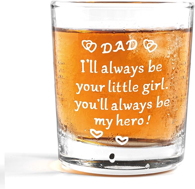 Nogrit Dad Gifts from Daughter Whiskey Glasses 10 oz, Dad Gifts for Father's Day Birthday, Father Daddy Old Fashioned Rocks Glasses for Men Drinking Cocktail Scotch Vodka Tequila Rum