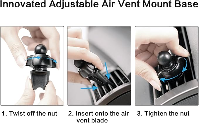APPS2Car GPS Mount, Air Vent 17 mm Ball Mount Compatible with Garmin Nuvi Serie 3.5 to 6 Inch GPS, Adjustable Base