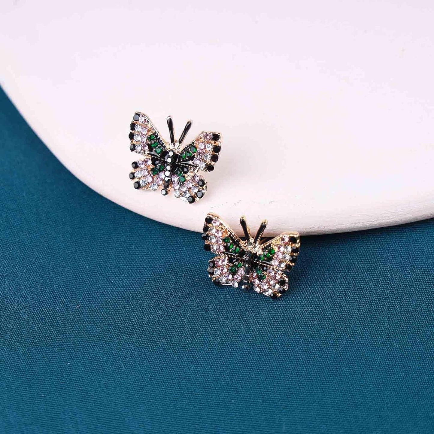 Tiny Butterfly Earrings Studs Vintage Crystal Butterfly Earrings Punk Moth Studs Statement Sparkling Rhinestone Butterfly Studs Prom Butterfly Earrings Jewelry for Women