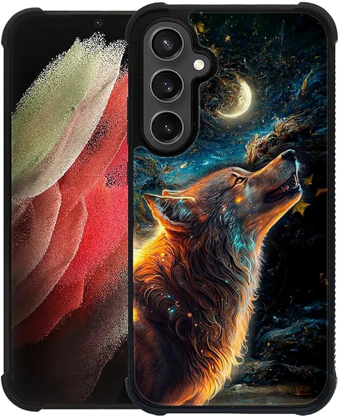 for Samsung Galaxy S23 FE Case, Star Cave Hungry Wolf Pattern Graphic Design Girl Boy Soft Silicone Hard Acrylic Shock Protection for Samsung Galaxy S23 FE