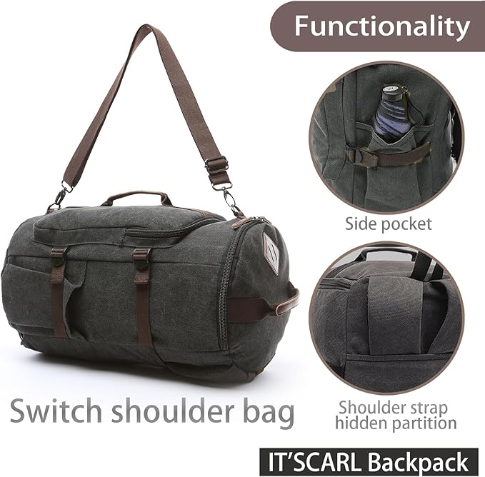 IT'SCARL Large backpack for men, Backpack for travel, Mens backpack,Waterproof, Carry on, Big bag, Short distance business trip work bag (black)
