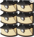 Aootek New Solar Motion Sensor Lights 120 LEDs with Lights Reflector,270° Wide Angle, IP65 Waterproof, Step Lights for Front Door, Yard, Garage, Deck (Black, Warm White, 6-Pack)