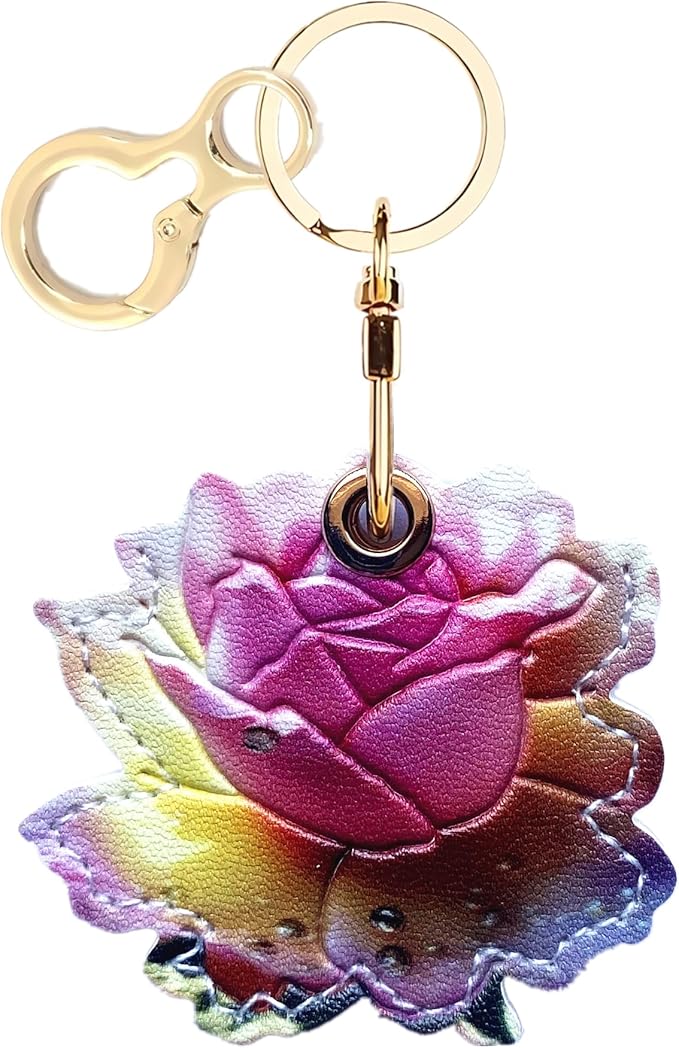 Leather Keychain Holder Case Compatible with AirTag,Cute air tag Cover with Keychain Ring,GPS Tracker Case for Keys