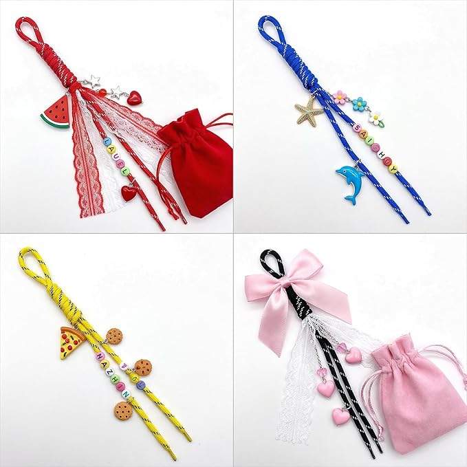 Tyqour 12PCS Paracord Keychain Rope Keychain String Braided Charms for Keychain Making for Bag Purse Backpack Handbag