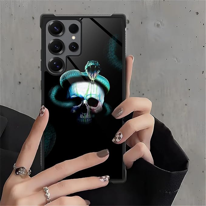 for Samsung Galaxy S25 Ultra Case,Graphic Design for Girl Boy Soft Silicone Hard Acrylic Shock Protection Designed for Samsung Galaxy S25 Ultra Skeleton Winding Snake Pattern