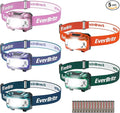 EverBrite Headlamp, 5 Pack Kids Headlamp with Red Light and Memory Function, Head Lamp for Adults and Kids with 5 Modes, Bright Headlamps for Camping, Running, Christmas Gifts, Batteries Included