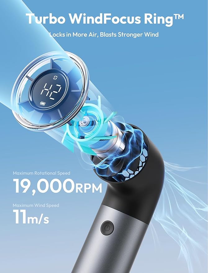 Aecooly Portable Handheld Fan, Powerful Turbo Mini Fan, 19000 RPM High Speed Aero Pro, 15H Max Cooling Time, 6 Speeds Aluminum Case, Pocket Rechargeable Personal Small Travel GIfts for Women Men -Grey