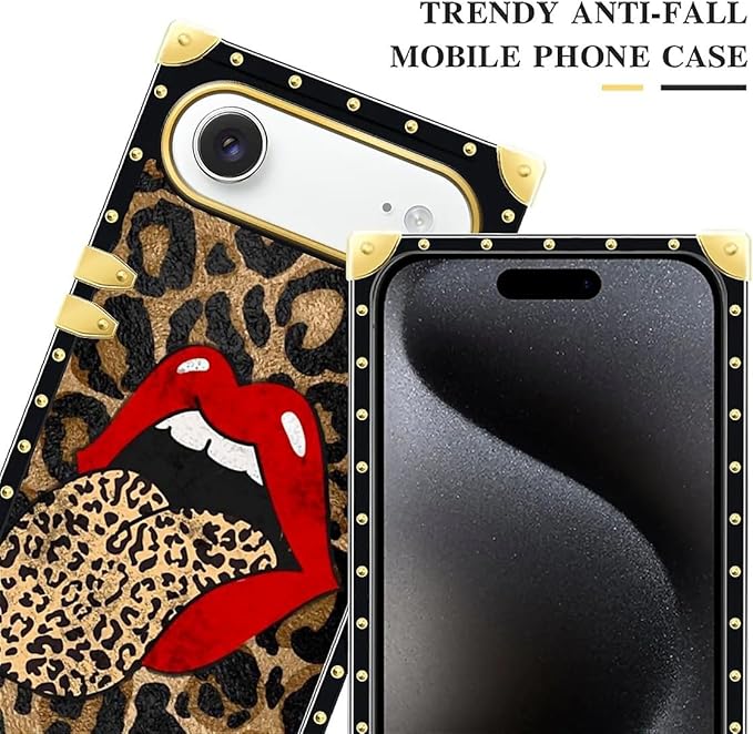 for iPhone 17 Air Case Luxury Golden Decoration for Girl Women Soft TPU Shockproof Protective Hard PC Back for iPhone 17 Air Crazy Pattern Brown Leopard Print Mouth