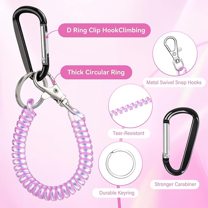 takyu 2PCS Phone Lanyard Tether with 4*Patch and 1*Carabiner for Travel Outdoor Hiking Cycling Climbing Skiing Compatible for iPhone Most Smartphones - White Purple