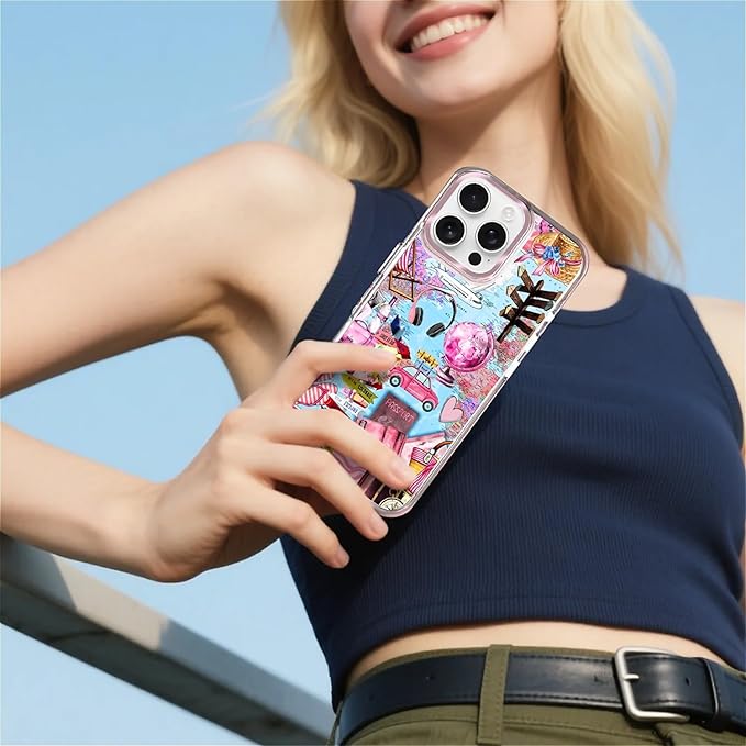 Case for iPhone 16 Pro Max,[Compatible with MagSafe],Cover Holiday Trip World Map Phone Case Design，for Women Girls Magnetic Clear Cover - Slim, Sleek, & Shockproof Protection