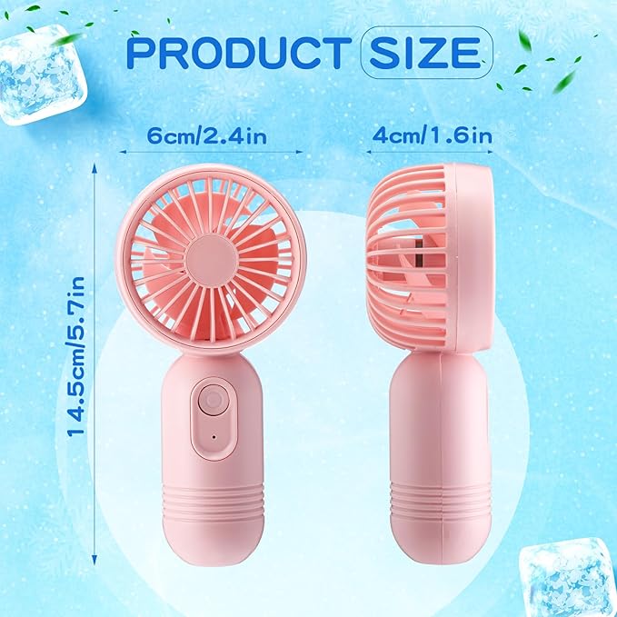 Rossesay 1 Pcs Mini Portable Fan Bulk Cute Handheld Lightweight Small Little Personal Hand Eyelash Fan 3 Speeds USB Rechargeable for Women Men Indoor Outdoor Makeup Travel (Pink)