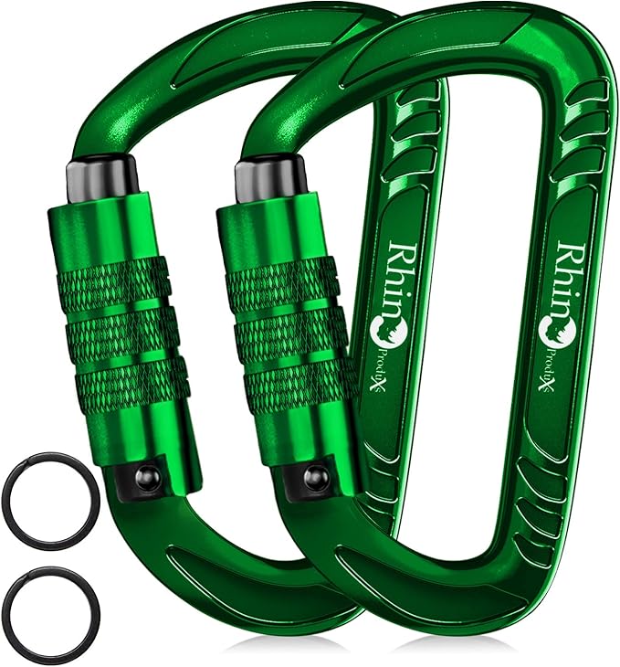 Rhino Produxs 12kN (2697 lbs) Heavy Duty Carabiner Clips, for Securing Pets, Outdoor, Camping, Hiking, Hammock, Dog Leash Harness, Keychains